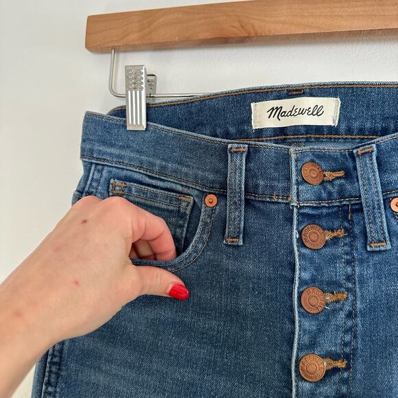 Madewell 10" High-Rise Skinny Jeans in Dewitt Wash Button-Front Denim 25 - Picture 10 of 13